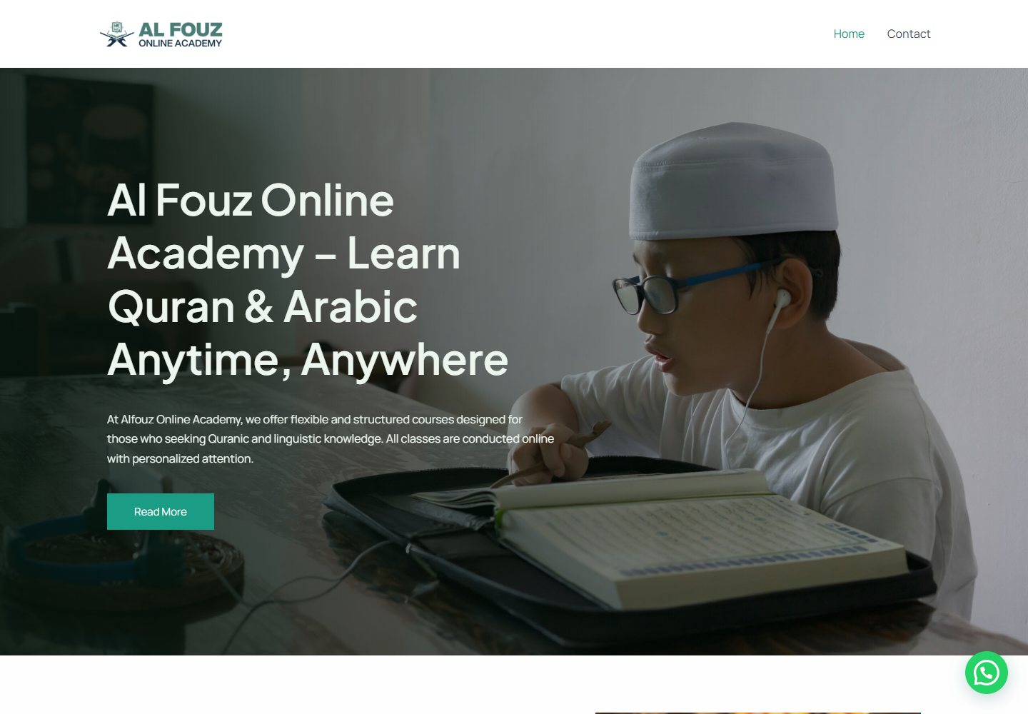 Alfouz Online Academy website homepage