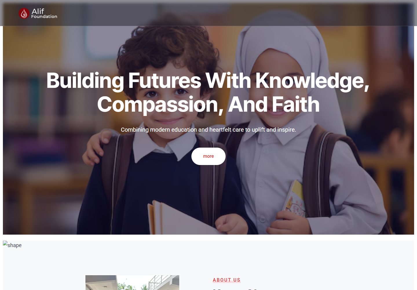 Alif Foundation website homepage