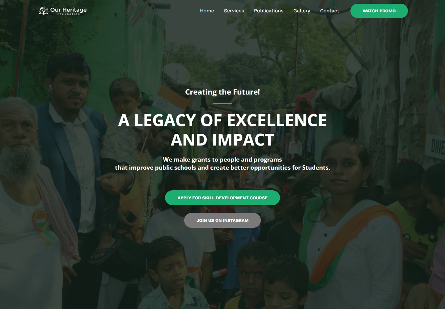 Our Heritage Foundation website homepage